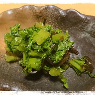 浅漬けの素使用☆わさび菜の茎の塩昆布わさび漬け